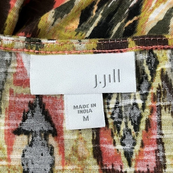 J. Jill Aztec Sleeveless Tank Top M Scoop Neck 100% Cotton Multi-Colored Ikat - Picture 5 of 6